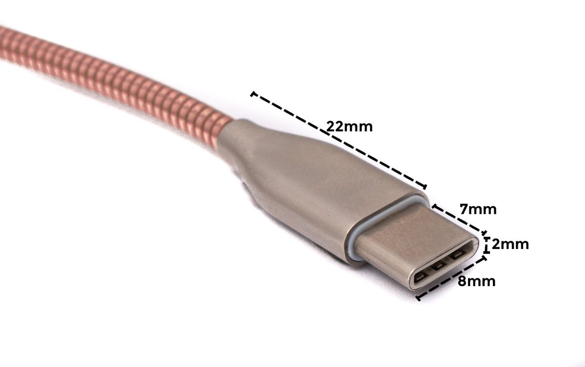 SYSTEM-S USB 3.1 cable 100cm Type C male to 2.0 Type A female metal spring pink