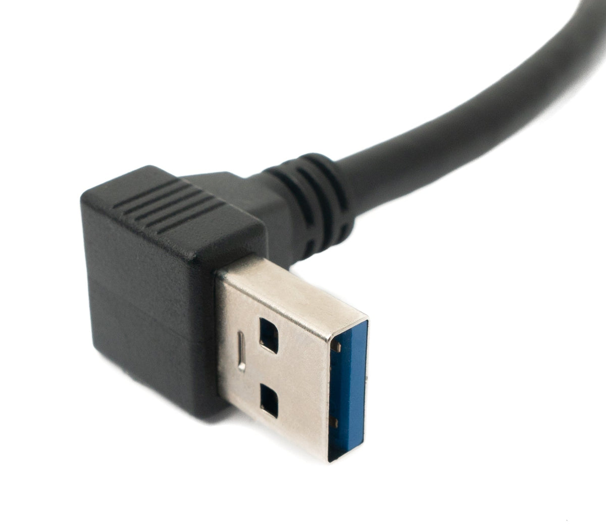 USB 3.0 Kabel 25 cm Micro B Stecker zu A Stecker Schraube Winkel Adapter Schwarz | System-S
