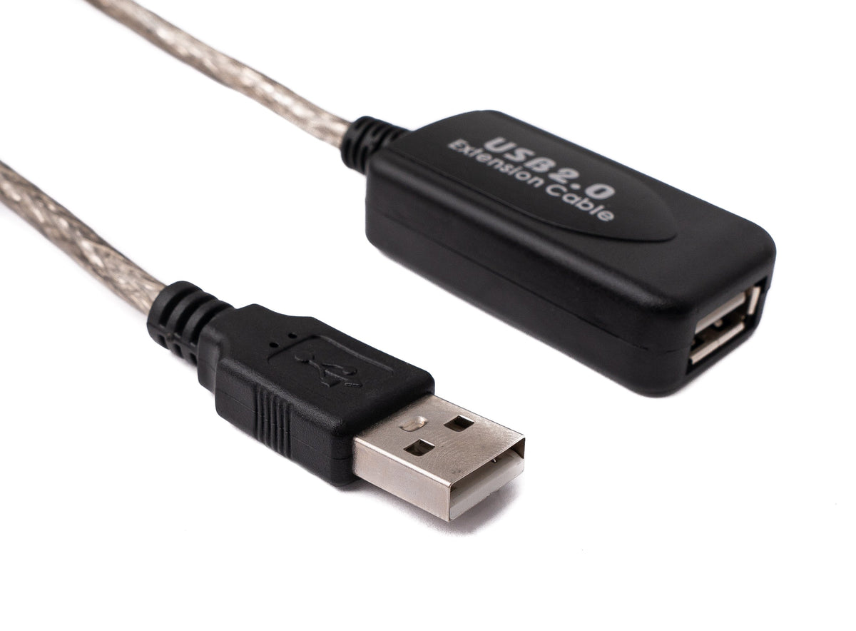 SYSTEM-S USB 2.0 cable 20 m Type A male to female cable in gray
