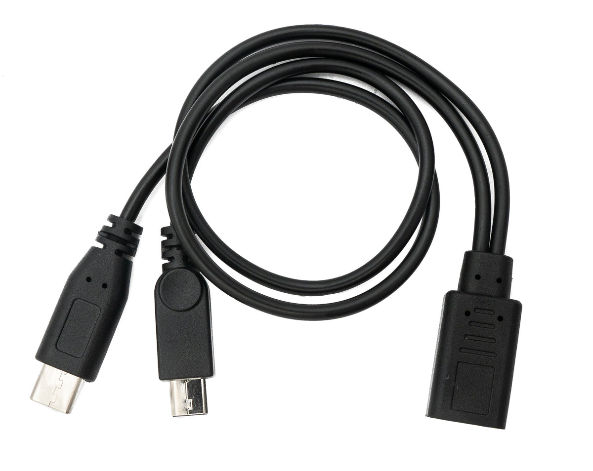 USB 3.1 Kabel 30 cm Typ C & 2.0 Micro B Stecker zu Buchse Adapter in Schwarz | System-S