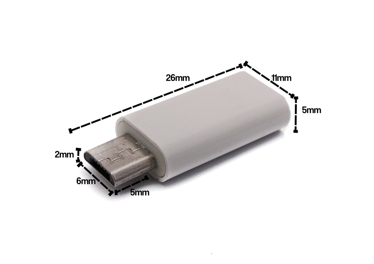 SYSTEM-S USB 3.1 Adapter Type C Female to 2.0 Micro B Male Cable in White
