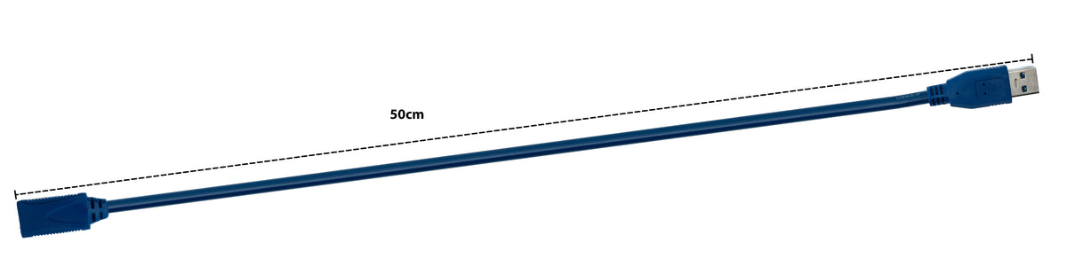SYSTEM-S USB 3.0 cable 50 cm Type A male to female in blue