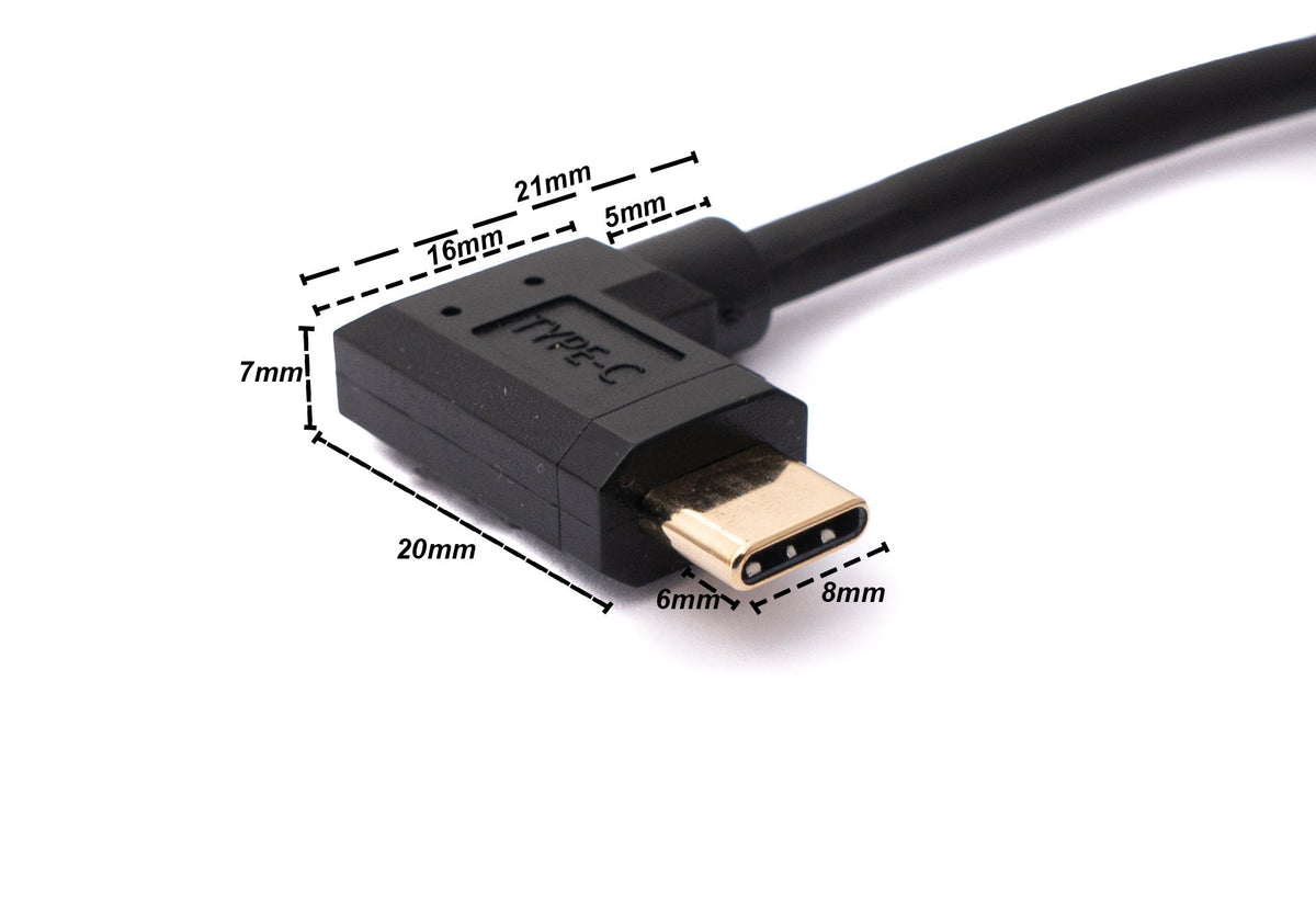 SYSTEM-S USB 3.1 cable 100 cm Type C male to female screw angle in black