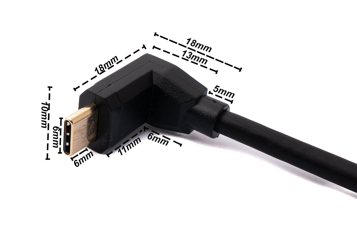 SYSTEM-S USB 3.1 cable 60 cm Type C male to female screw angle in black
