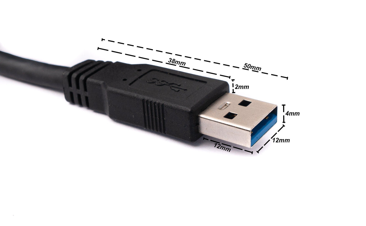 SYSTEM-S USB 3.1 cable 8 m Type C male to Type A male screw in black