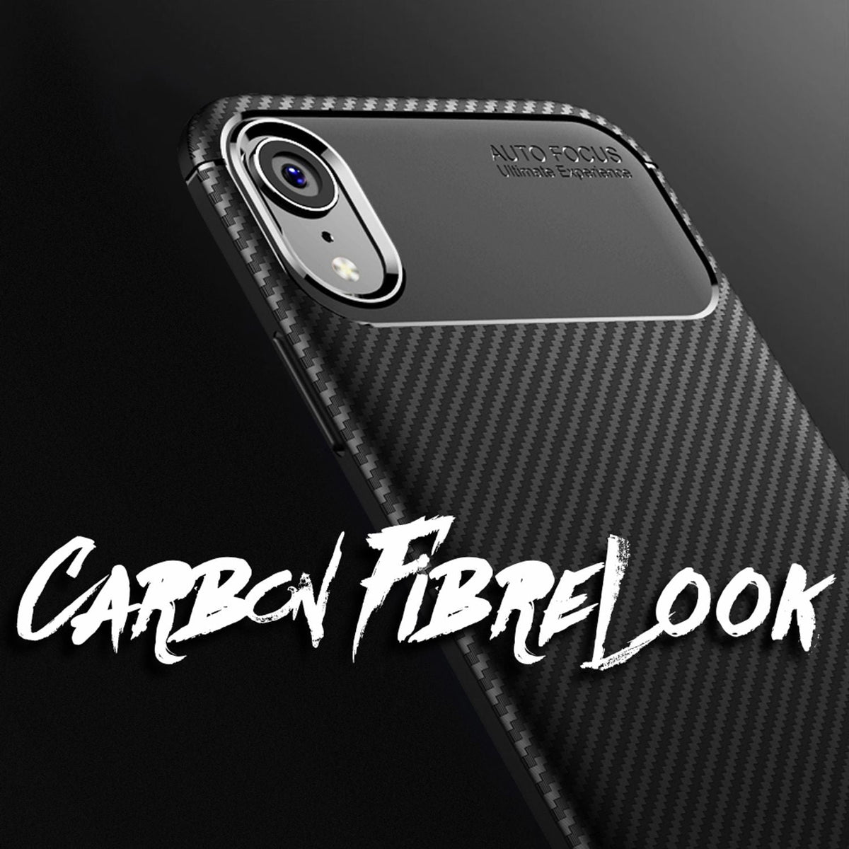 NALIA Silikonhülle für iPhone XR – Rutschfest & Matt – VORTEX (Gebürstete Optik & Carbon Design) – Marke aus Berlin