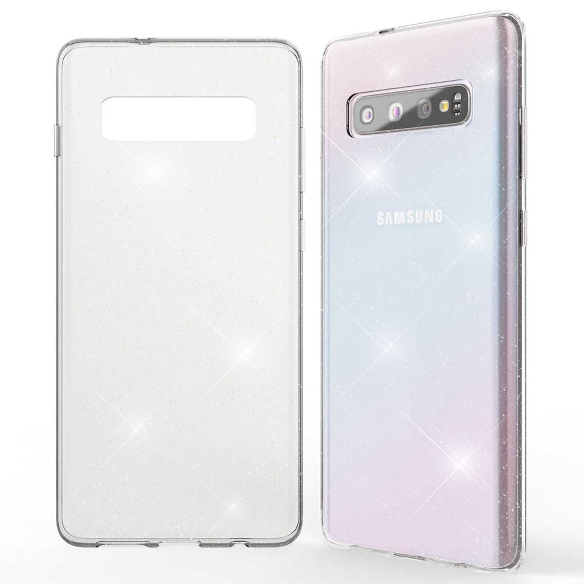 NALIA Glitzerhülle für Samsung Galaxy S10 – Funkelndes Silikon Case – DAZZLIN (Transparent & Stoßfest) – Marke aus Berlin