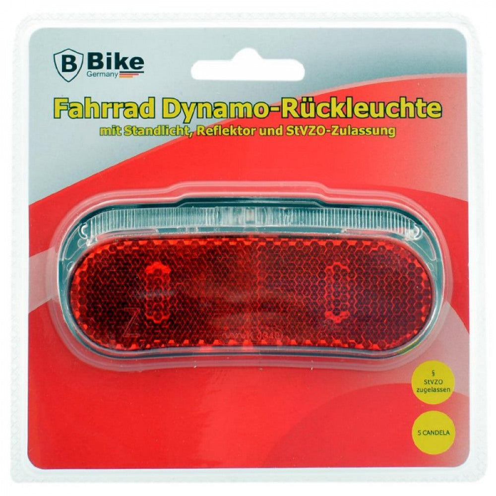 B-Bike Fahrrad Rücklicht Dynamo Gepäckträger 80mm mit Standlicht StVZO 5 Candela