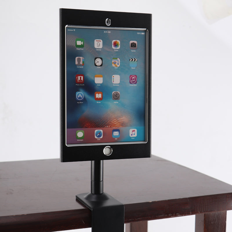 SYSTEM-S Stangen Halterung mit Schloss Befestigung aus Metall in Schwarz für iPad Mini - DREIKS