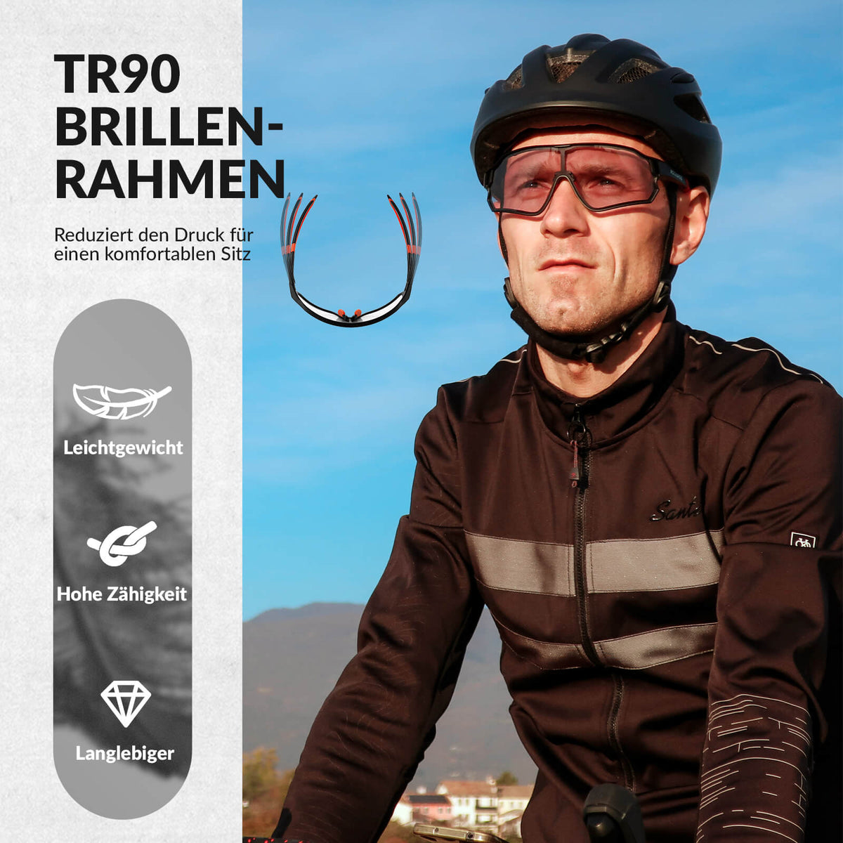 Selbsttönende Fahrradbrille mit Integriertem UV400-Schutz