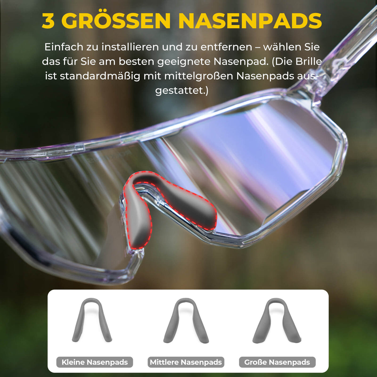 Polarisierte Unisex Fahrradbrille mit Wechsel-Nasenpads