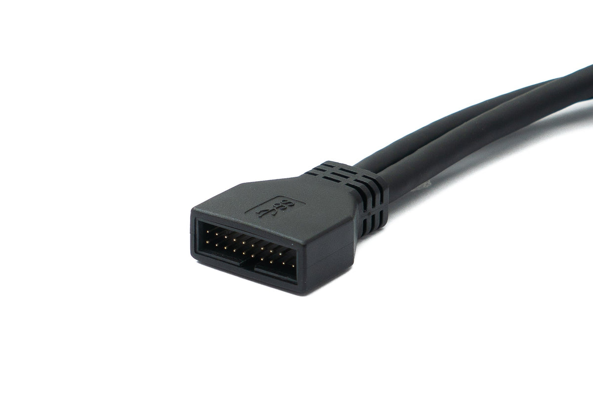 SYSTEM-S USB 3.0 cable 25 cm 19 pin male to 20 pin female motherboard left angled 5 Gbit/s 100W