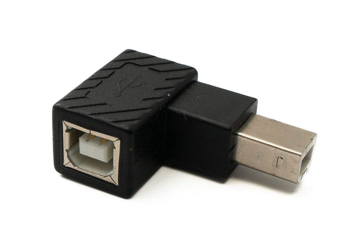 SYSTEM-S USB 2.0 adapter type B male to female left angled cable in black