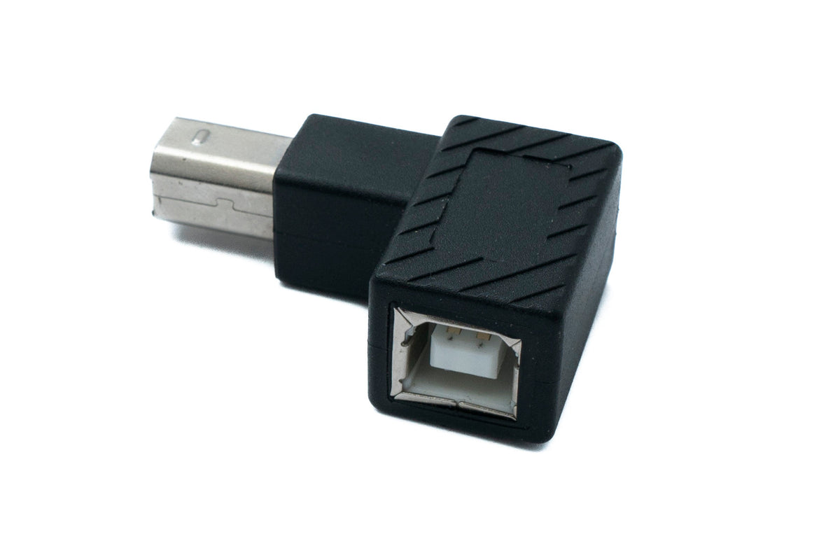 SYSTEM-S USB 2.0 adapter type B male to female upward angled cable in black