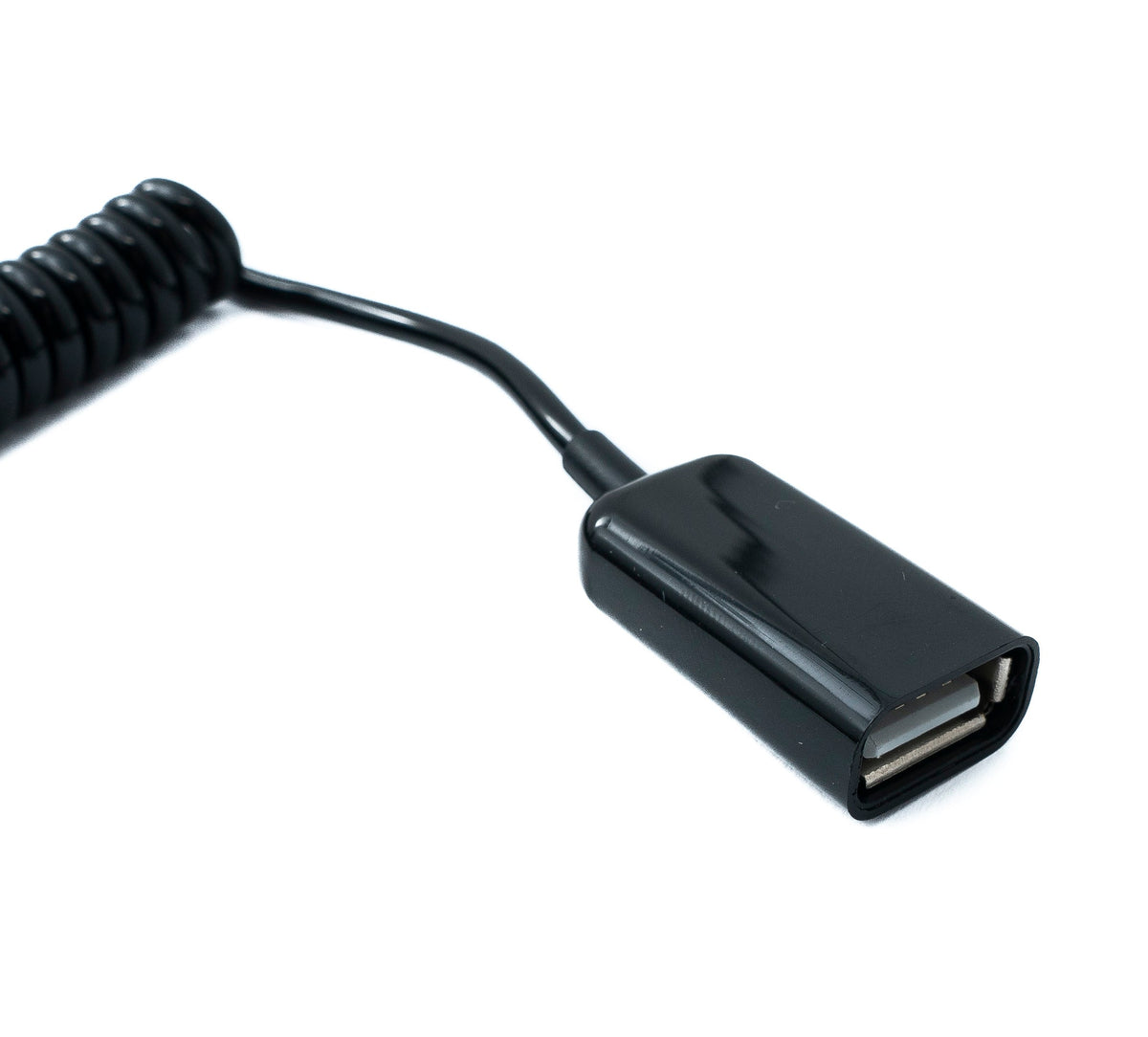 USB 2.0 Kabel 90 cm Typ A Stecker zu Buchse Spirale ausziehbar in Schwarz | System-S