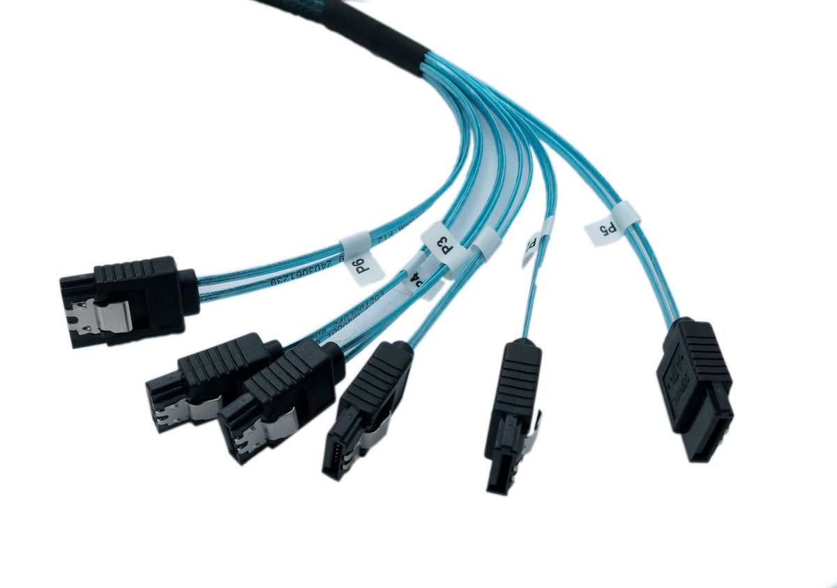 SYSTEM-S SFF-8087 cable 50 cm 6x SATA 7 pin male to 6x male for RAID hard drive motherboard