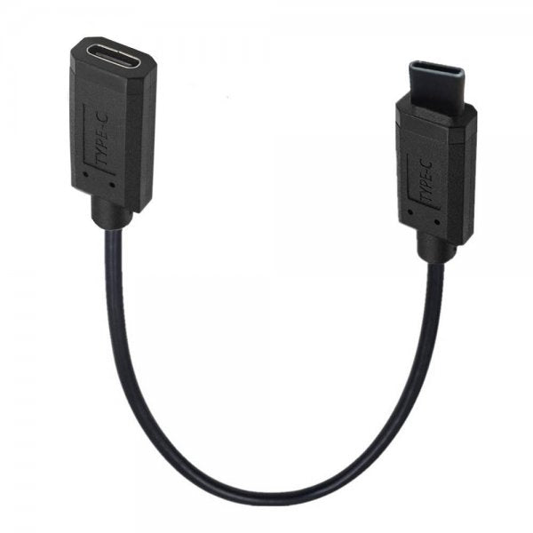 USB 3.1 Gen 2 Typ C Kabel 30 cm Stecker zu Buchse 10 Gbit/s 100W Kratz Schutz Winkel | System-S
