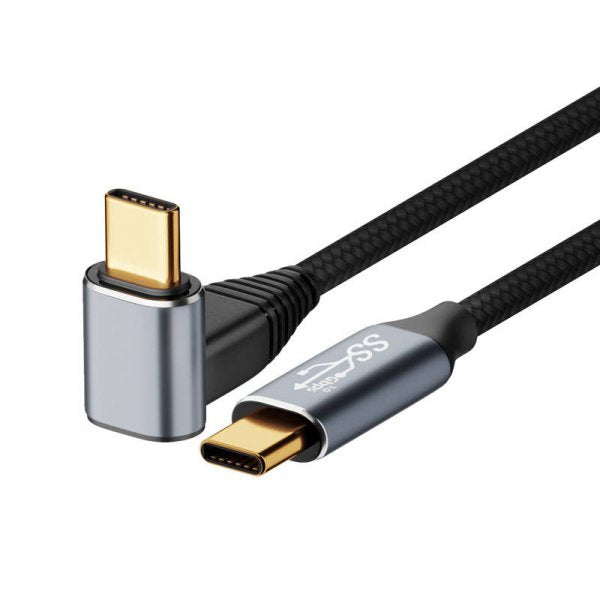 USB 3.1 Gen 2 Typ C Kabel 50 cm Stecker zu Stecker 10 Gbit/s 100W Winkel | System-S