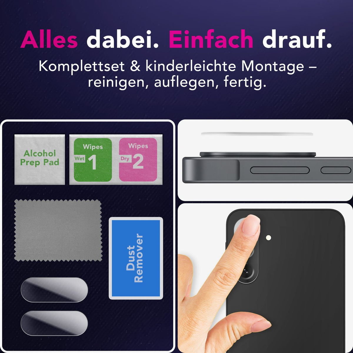 NALIA 2x Kameraschutzglas für Samsung Galaxy A56 – Linsenschutz 9H & Case-Friendly – FOCUS.X2 MAX (HD-Echtglas Transparent) – Marke aus Berlin