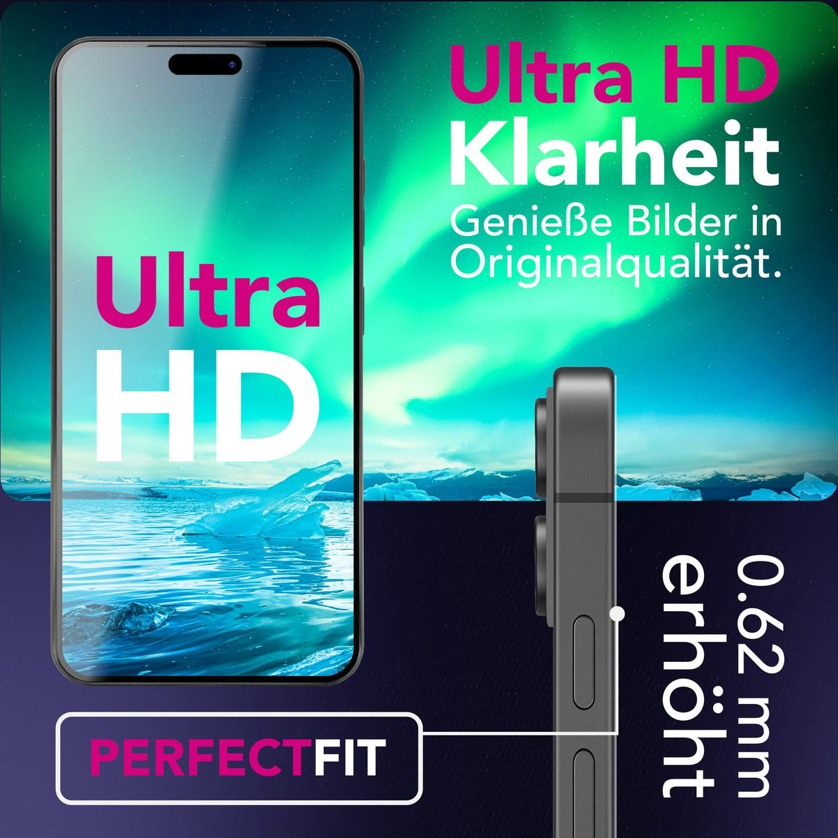 NALIA ArmorGlassX passend für Apple iPhone 18 Pro / 17 Pro Glas (super klarer Displayschutz), 2x Schutzglas 9H Härte, Touch-sensitiv, Robust, Anti-Flecken, Splitterfrei, Case-kompatibel, schwarzer Rahmen