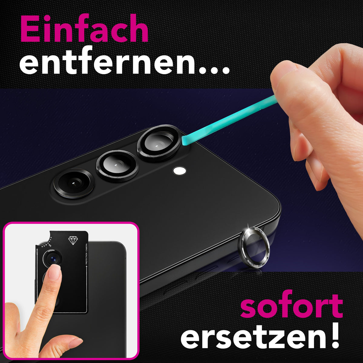 NALIA Glas Kameraschutzringe für Samsung Galaxy S26 – Linsenschutz & Case Friendly – FOCUS.PRO CLX (9H Härtegrad & Montagerahmen) – Marke aus Berlin