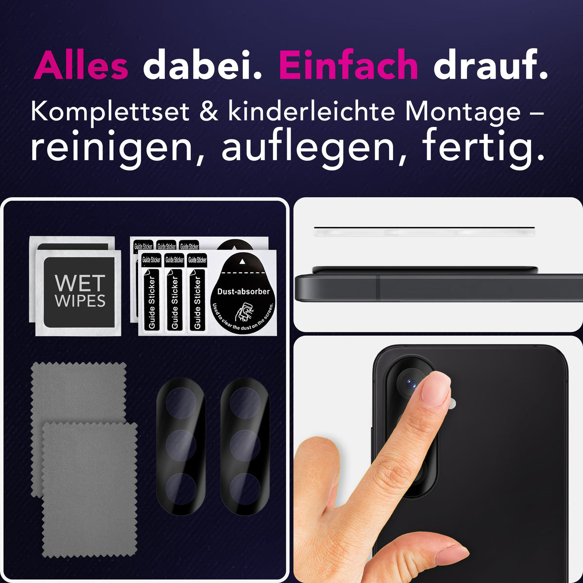 NALIA 2x Kameraschutzglas für Samsung Galaxy A57 – Linsenschutz 9H & Case-Friendly – FOCUS.X2 MAX (HD-Echtglas Transparent) – Marke aus Berlin