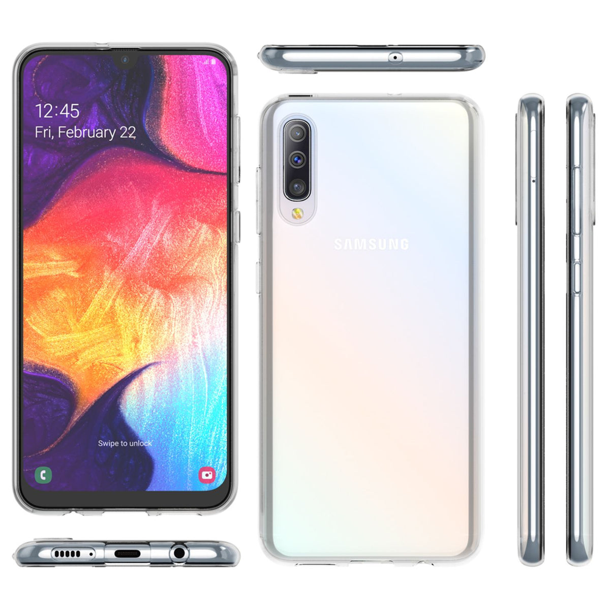 NALIA Transparente Silikonhülle für Samsung Galaxy A50 – Anti-Gelb & Rutschfest – GLAZE (Handyhülle Kristallklar, Schlank & Stoßfest) – Marke aus Berlin