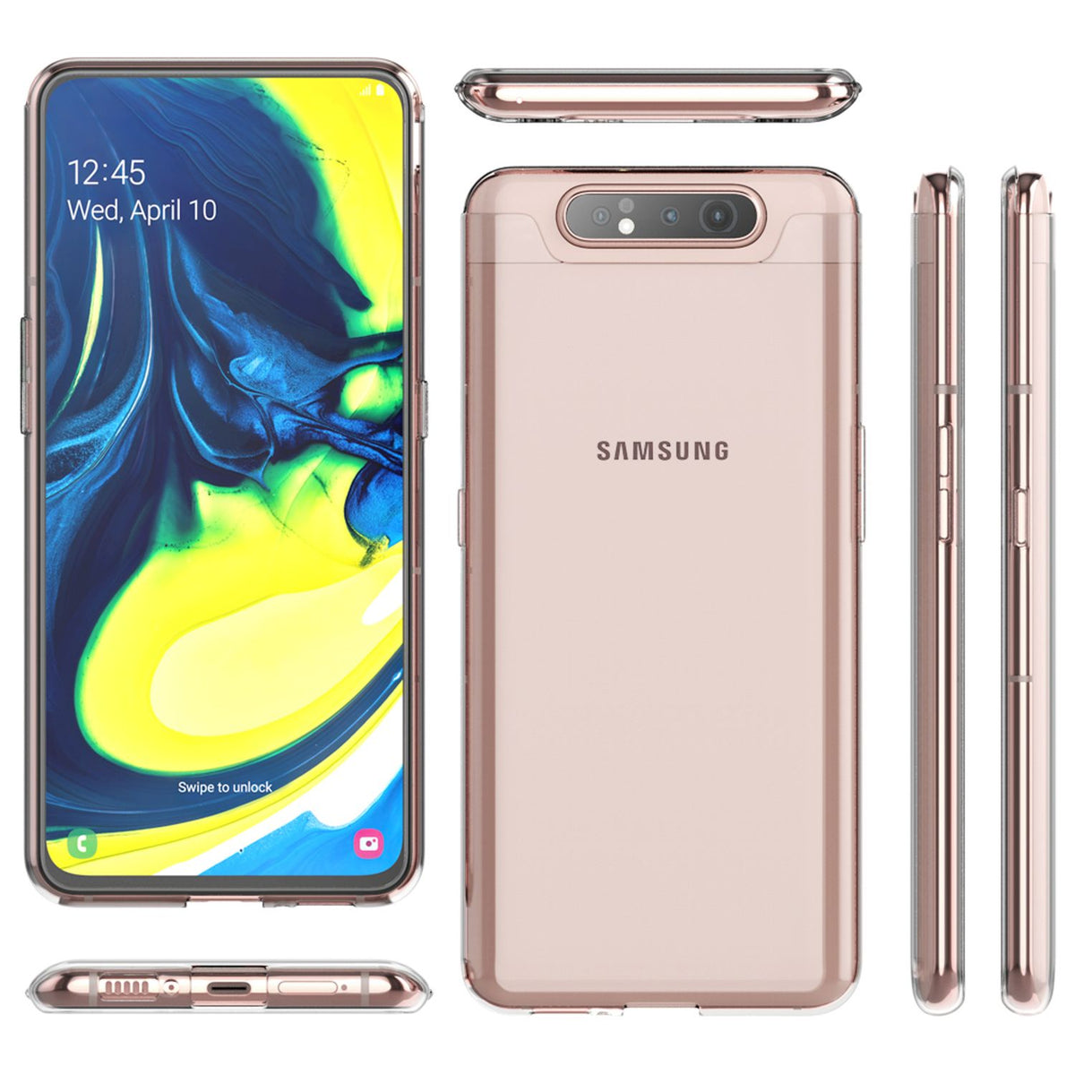 NALIA Handyhülle kompatibel mit Samsung Galaxy A80 Hülle, Dünne Durchsichtige Silikon Schutzhülle Phone Case Soft Cover, Ultra-Slim Bumper Gummi Handy-Tasche Skin Etui Schale Klar Weich - Transparent
