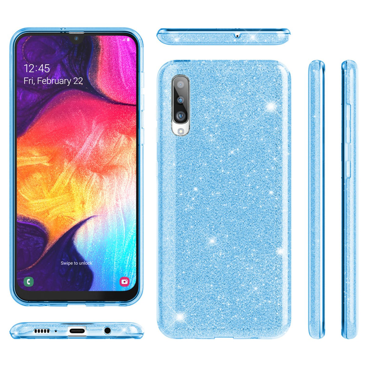 NALIA Glitzer Hülle kompatibel mit Samsung Galaxy A70, Diamant Schutzhülle Glitter Case Bling Cover Silikon Handyhülle Dünn, Ultra-Slim Phone Backcover Handy-Tasche Diamond Bumper Etui