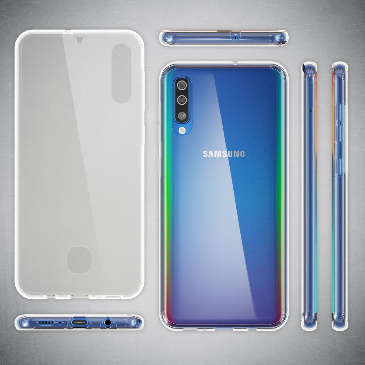 NALIA 360 Grad Handyhülle kompatibel mit Samsung Galaxy A50, Dünne Full-Body Silikon Hülle Rundum Cover Case, Ultra-Slim Schutzhülle Handy-Tasche, Komplett-Schutz & Displayschutz