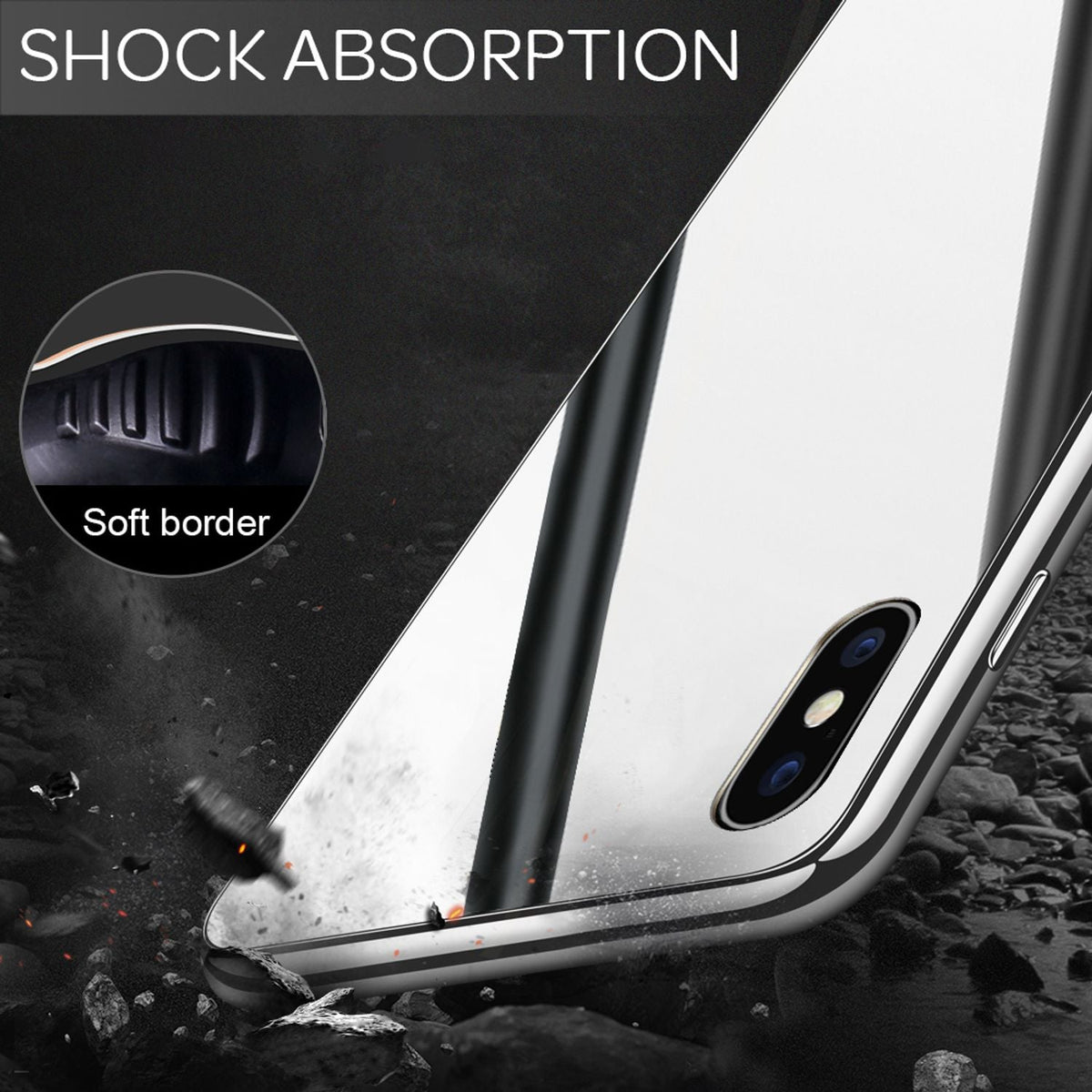 NALIA Spiegel Hartglas Hülle kompatibel mit iPhone XS Max, Mirror Hard-Case 9H Tempered Glass Cover & Silikon Bumper, Robuste Handyhülle Schutzhülle Etui Handy-Tasche Dünn