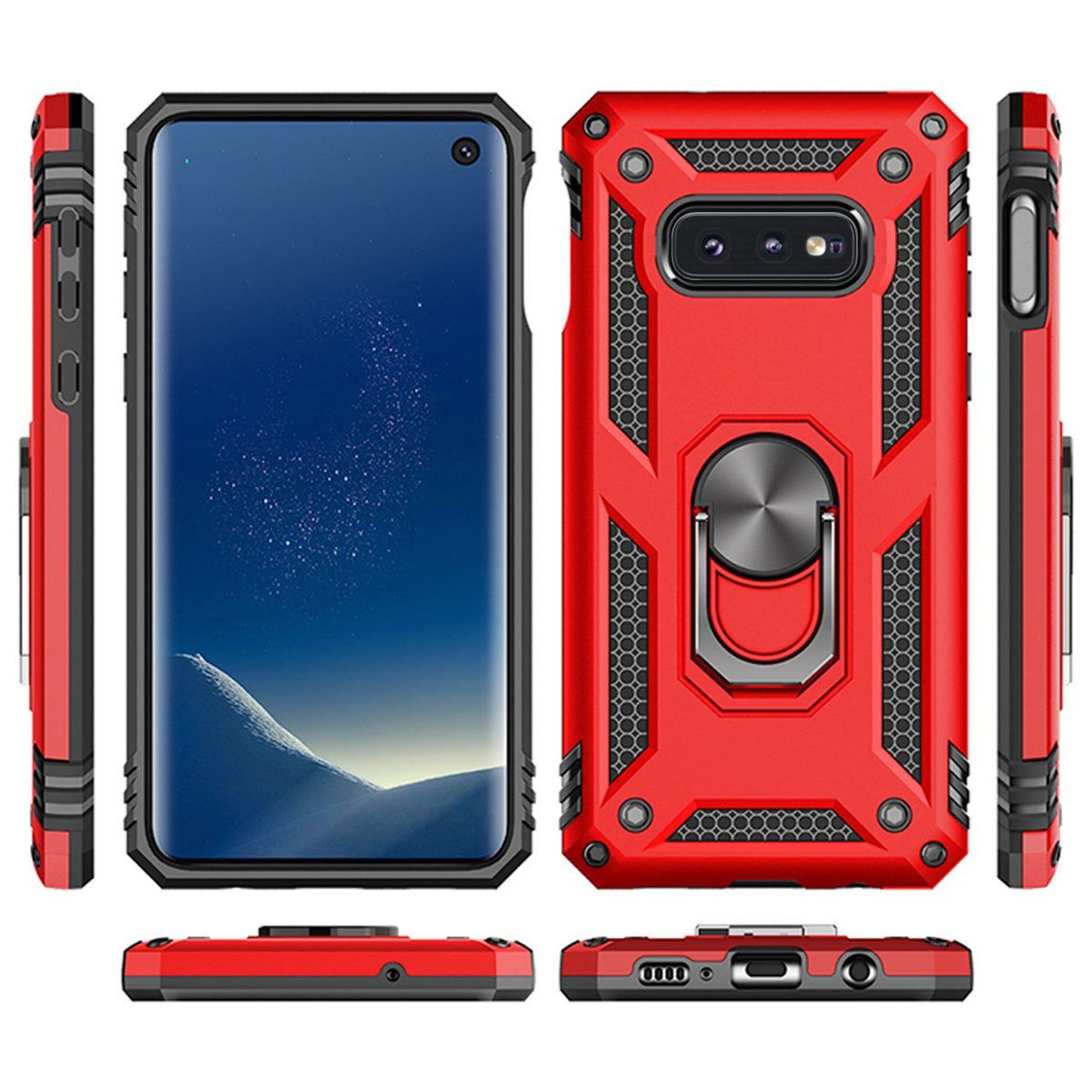 NALIA Panzerhülle für Samsung Galaxy S10e – Ring-Ständer 360° & Magnet-Halterung Kompatibel – RINGDEFEND (Stoßfestes Outdoor Case) – Marke aus Berlin
