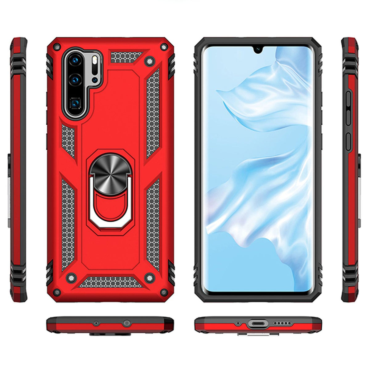 NALIA Ring Handy Hülle für Huawei P30 Pro, Case Cover Etui Display Schutz Glas NALIA Berlin