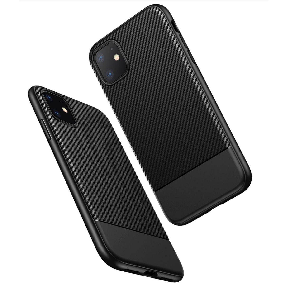 NALIA Hülle kompatibel mit iPhone 11, Carbon Look Handyhülle Ultra-Slim Silikon Case Backcover Dünn, Phone Schutzhülle Stoßfeste Handy-Tasche Bumper TPU Gummi Cover Skin Etui Kappe - Schwarz