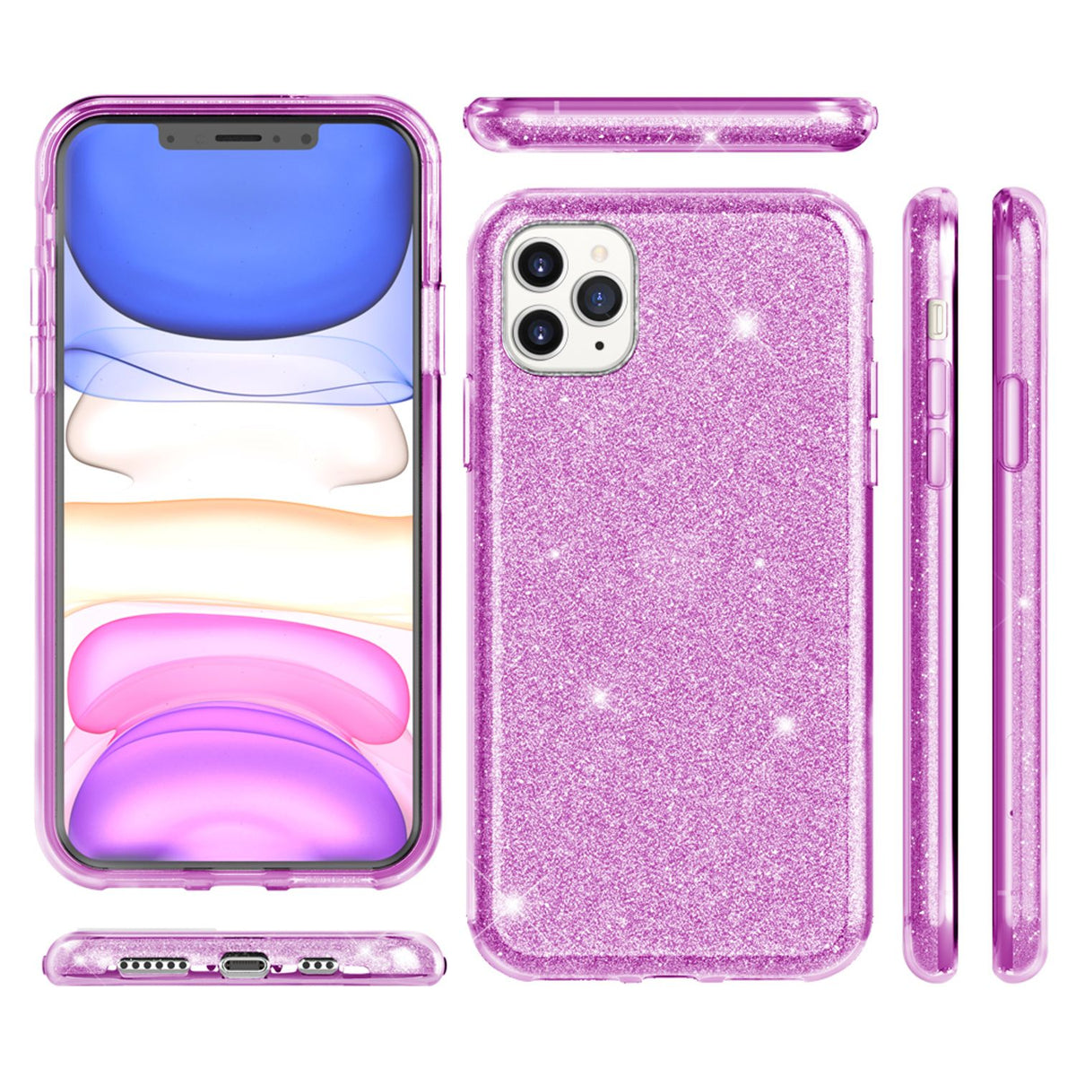 NALIA Glitzerhülle für iPhone 11 Pro Max – Funkelnder Glitzer-Look & Grip – SHINEPOP (Silikon Case) – Marke aus Berlin