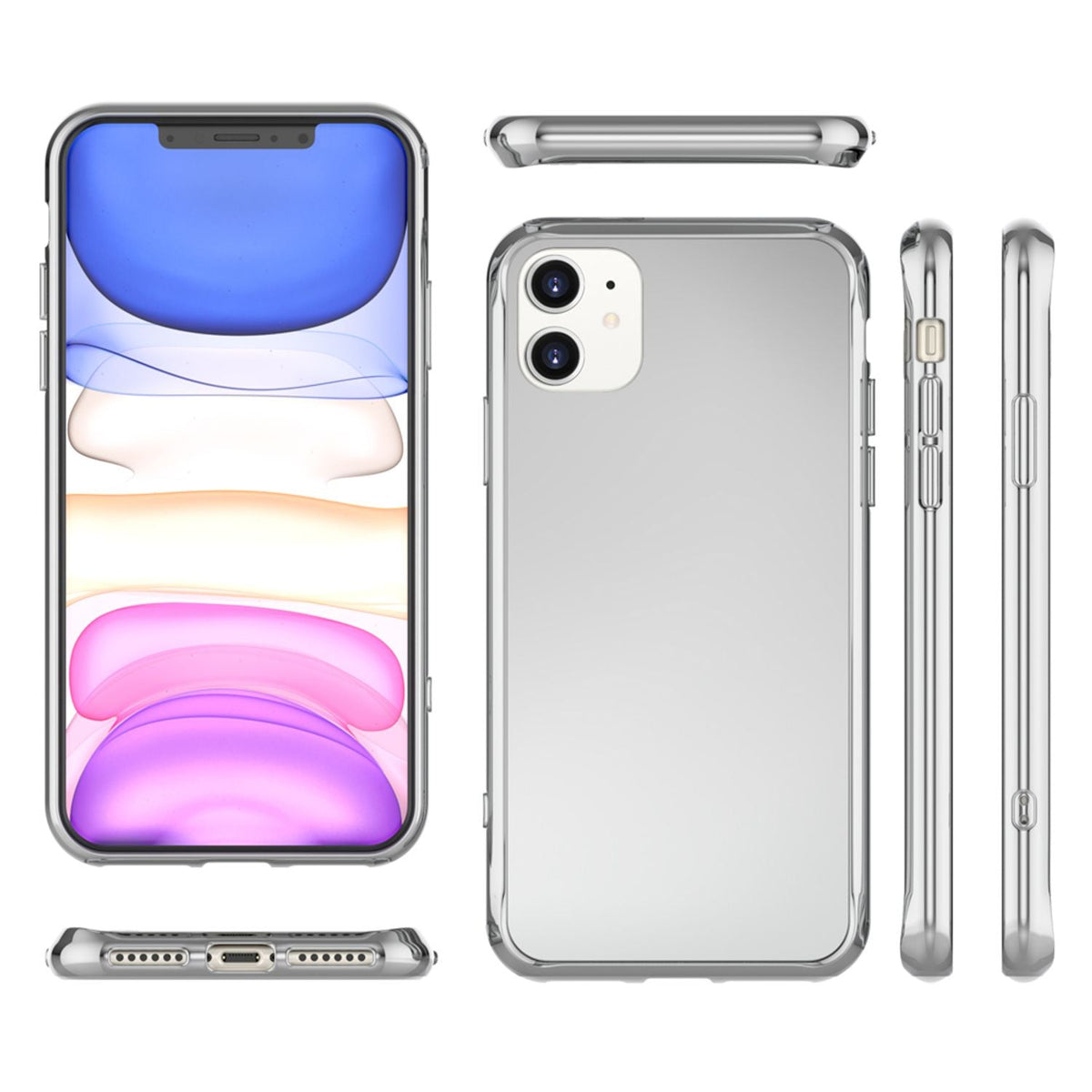 NALIA Spiegelhülle für iPhone 11 – Echtes Glas (9H Spiegel & Robust) – RAYN (Premium Hardcase & Silikon Bumper) – Marke aus Berlin