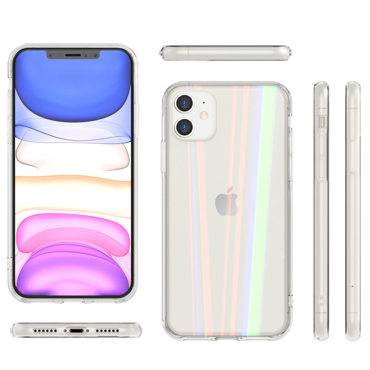 NALIA Transparente Glashülle für iPhone 11 – Holografischer Prisma-Effekt (Regenbogen Schimmer) – 9H Hartglas & Anti-Gelb – AURORA – Marke aus Berlin
