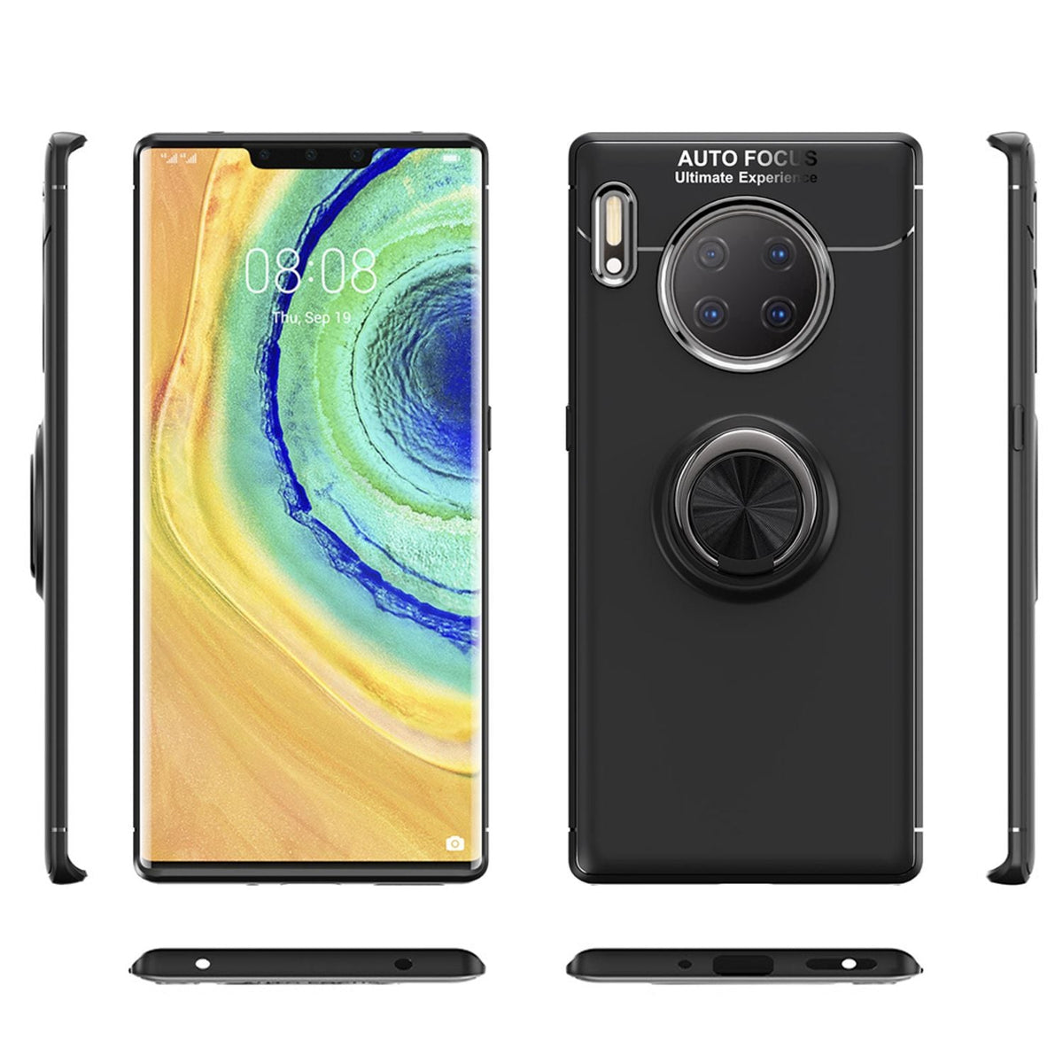 NALIA Ring Handyhülle kompatibel mit Huawei Mate 30 Pro / Mate 30 Pro 5G Hülle, Silikon mit 360 Grad Finger-Halter für magnetische KFZ-Halterung, Schutzhülle Cover Phone Case Handy-Tasche Schutz Etui