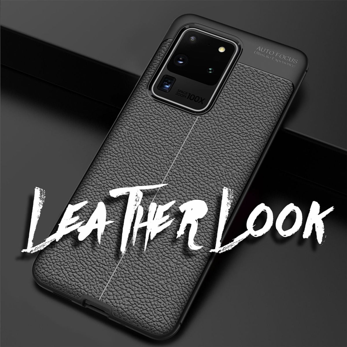 NALIA Design Case kompatibel mit Samsung Galaxy S20 Ultra Hülle, Leder Optik Stylische Handyhülle Stoßfeste Silikon Schutzhülle, Slim Phone Backcover Skin Dünne Handy-Tasche Cover Kratzfest - Schwarz