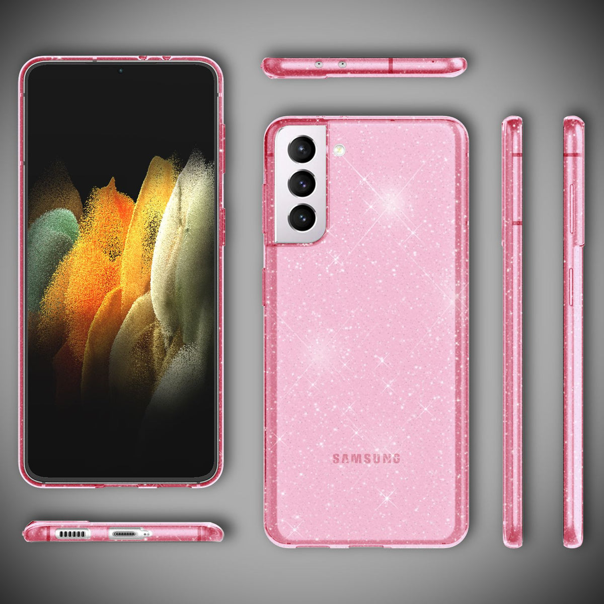 NALIA Glitzerhülle für Samsung Galaxy S21 Plus – Funkelndes Silikon Case – DAZZLIN (Transparent & Stoßfest) – Marke aus Berlin