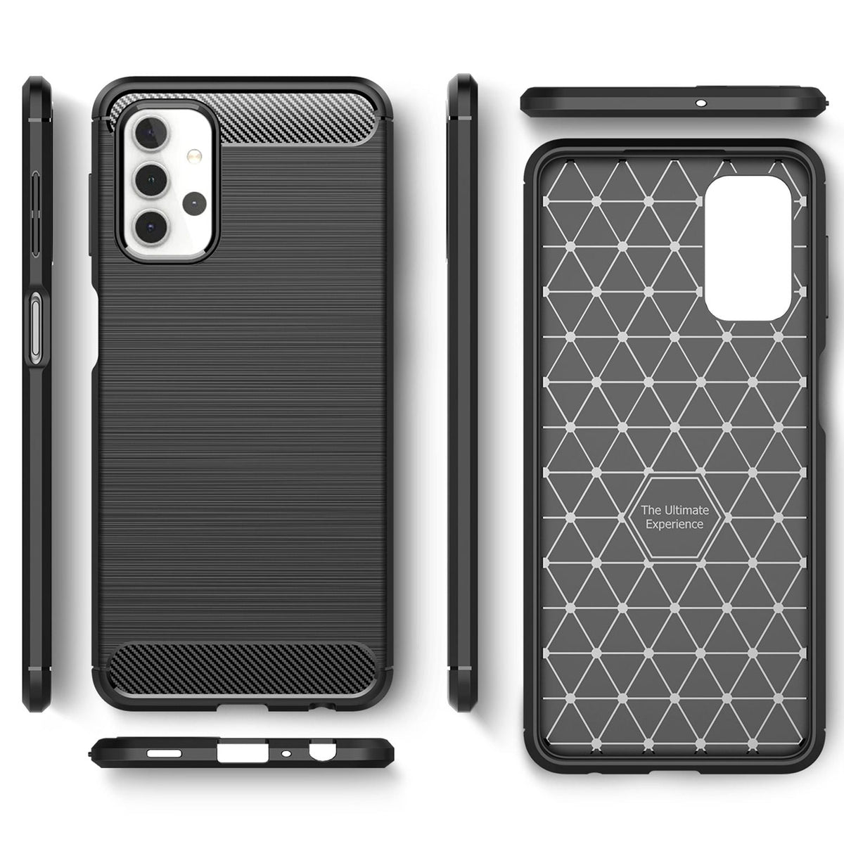 NALIA Silikonhülle für Samsung Galaxy A32 5G – Rutschfest & Matt – VORTEX (Gebürstete Optik & Carbon Design) – Marke aus Berlin