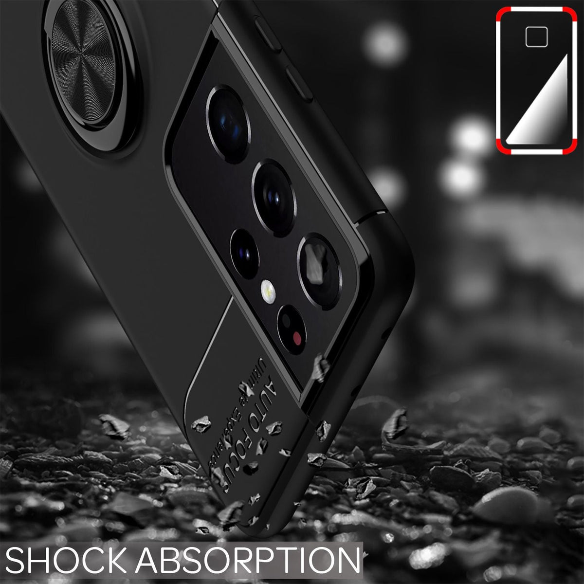 NALIA Ringhülle für Samsung Galaxy S21 Ultra – Ring-Ständer 360° & für Magnet-Halter – GRIP360 (Mattiertes Silikon Case) – Marke aus Berlin