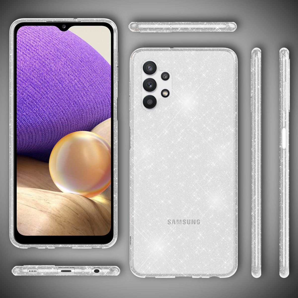 NALIA Glitzerhülle für Samsung Galaxy A32 5G – Funkelndes Silikon Case – DAZZLIN (Transparent & Stoßfest) – Marke aus Berlin