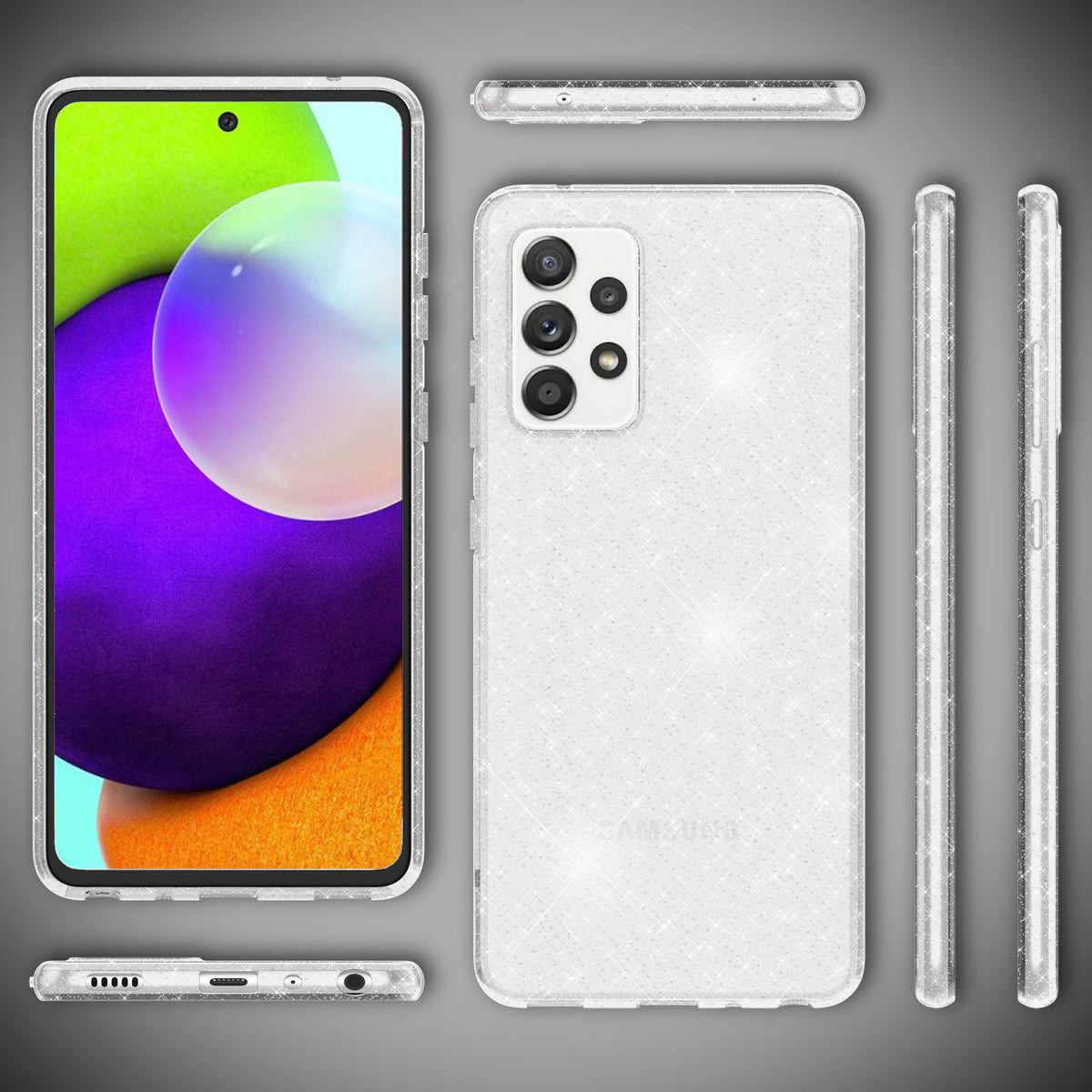 NALIA Glitzerhülle für Samsung Galaxy A52 / A52 5G / A52s 5G – Funkelndes Silikon Case – DAZZLIN (Transparent & Stoßfest) – Marke aus Berlin