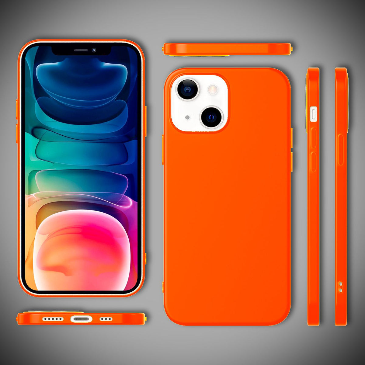 NALIA Neon Silikonhülle für iPhone 13 – Soft-Touch & Signal-Neon – NEONSHOCK (Matte Schutzhülle) – Marke aus Berlin