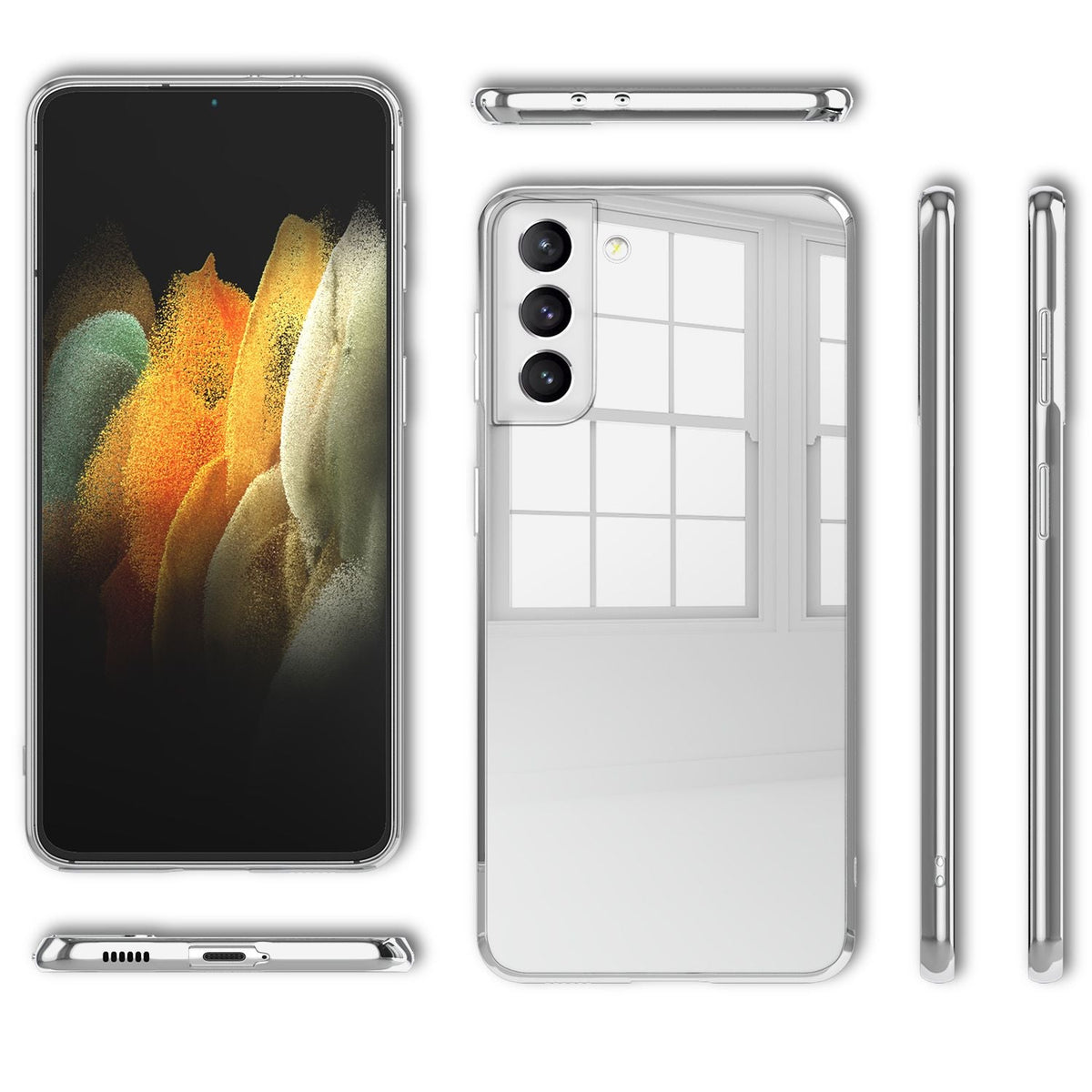 NALIA Spiegel Hartglas Case kompatibel mit Samsung Galaxy S21 Hülle, Klarer Spiegeleffekt Mirror Hardcase Kratzfest 9H Tempered Glass & Silikon Bumper, Dünne Schutzhülle Glashülle Handyhülle - Silber