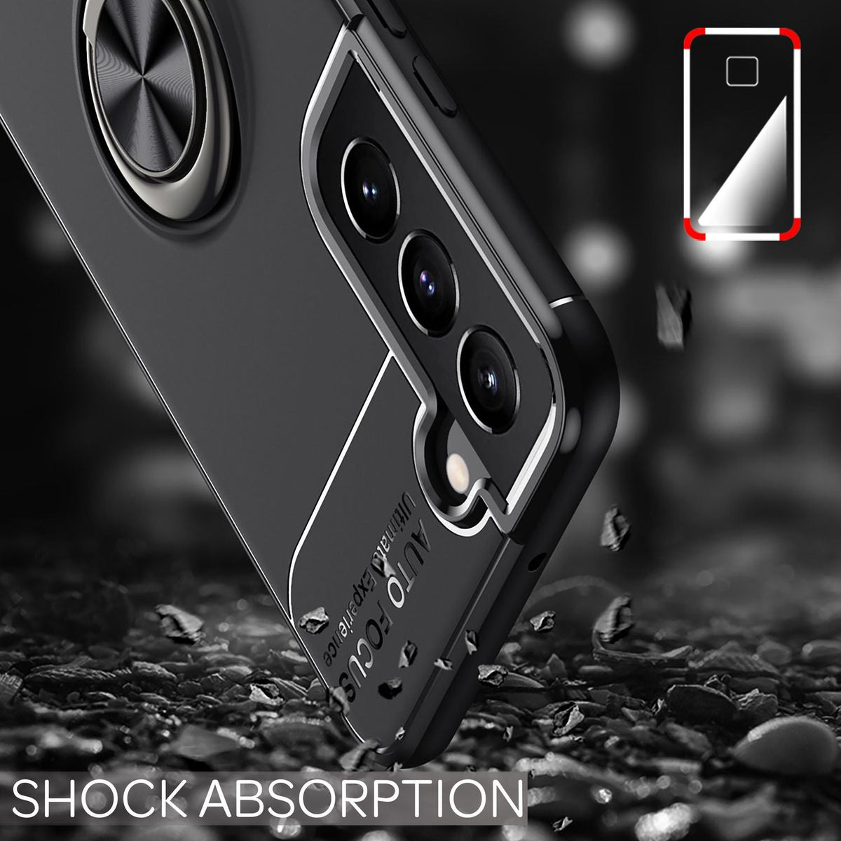 NALIA Ringhülle für Samsung Galaxy S22 Plus – Ring-Ständer 360° & für Magnet-Halter – GRIP360 (Mattiertes Silikon Case) – Marke aus Berlin