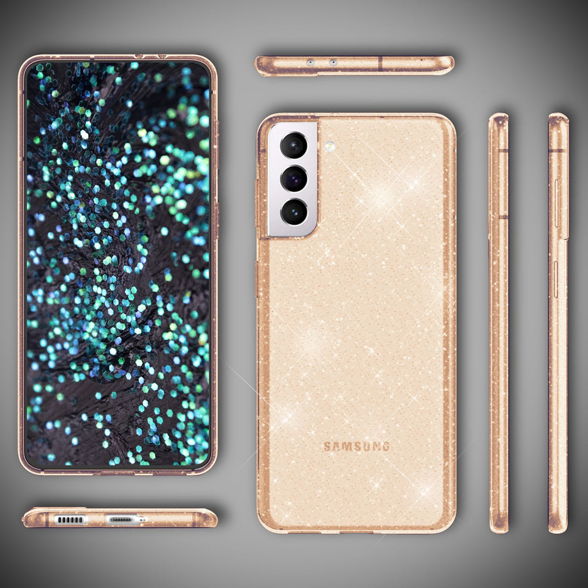 NALIA Glitzerhülle für Samsung Galaxy S22 – Funkelndes Silikon Case – DAZZLIN (Transparent & Stoßfest) – Marke aus Berlin