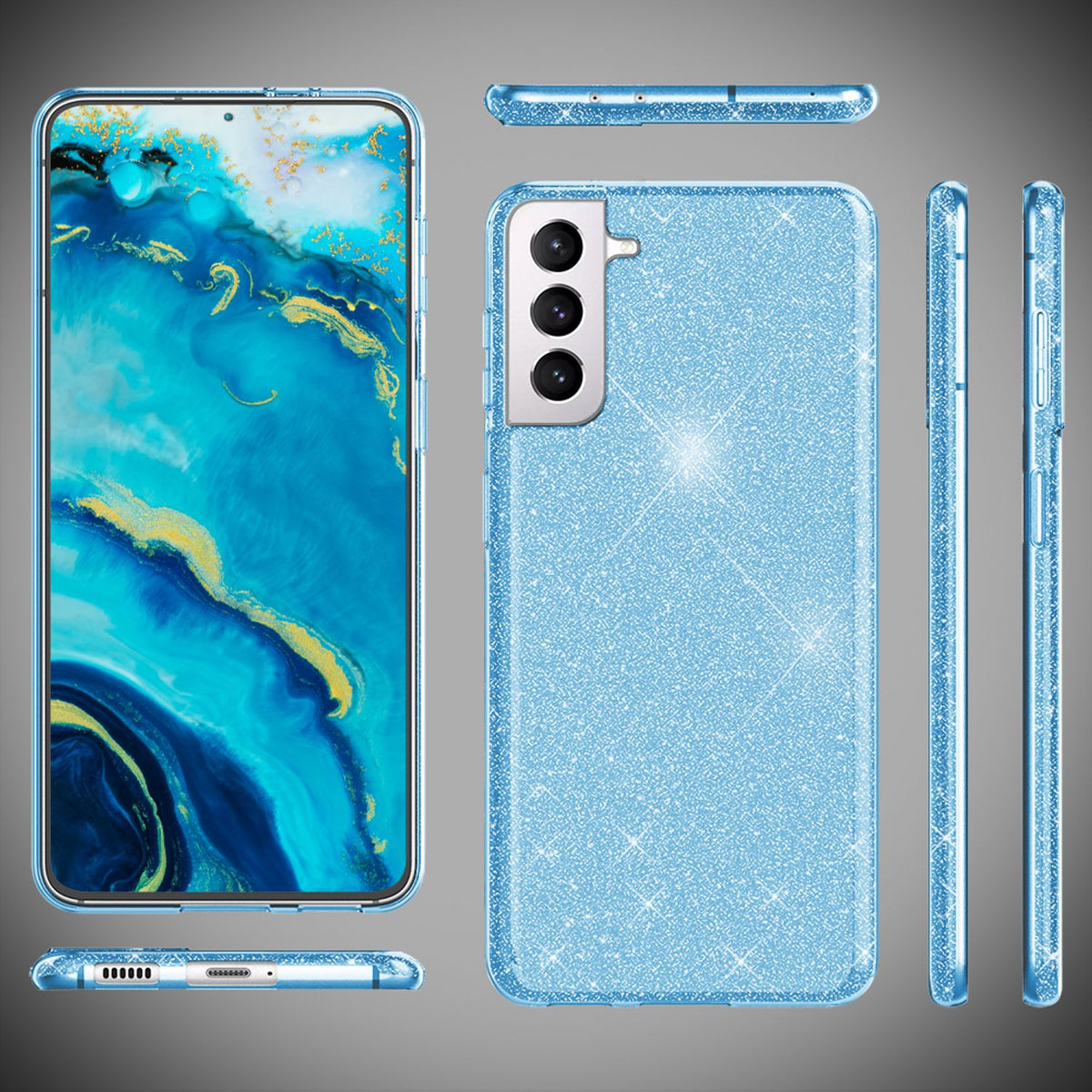 NALIA Glitzerhülle für Samsung Galaxy S22 – Funkelnder Glitzer-Look & Grip – SHINEPOP (Silikon Case) – Marke aus Berlin