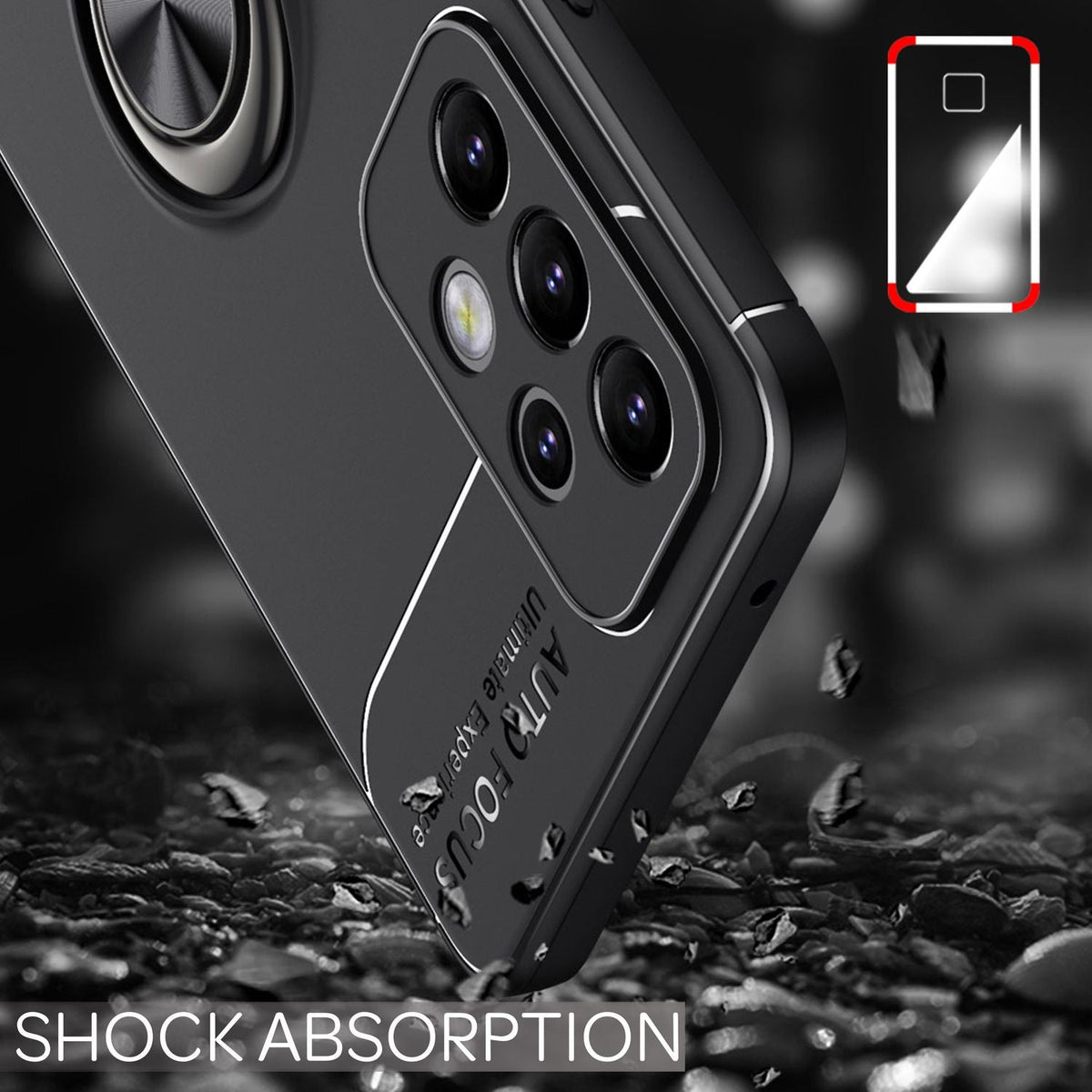 NALIA Ringhülle für Samsung Galaxy A33 – Ring-Ständer 360° & für Magnet-Halter – GRIP360 (Mattiertes Silikon Case) – Marke aus Berlin